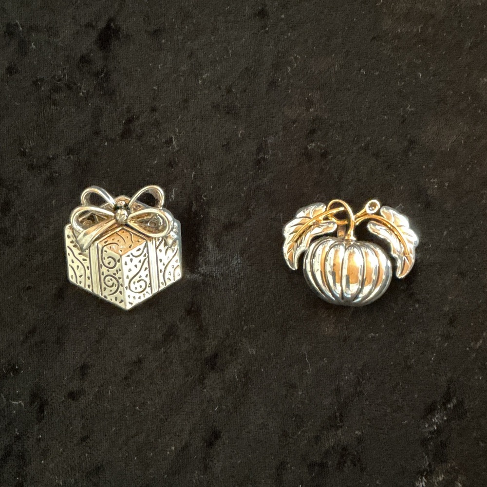 Best Elegant Silver and Gold Charm Set pumpkin and Christmas present